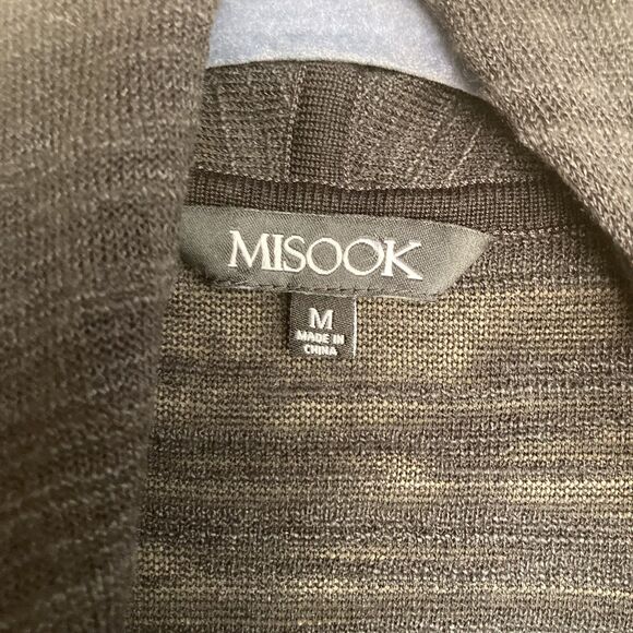 Misook Black Open Front Linen Blend Sheer Cardigan Duster Drape Dolman Sleeve M - Picture 4 of 8